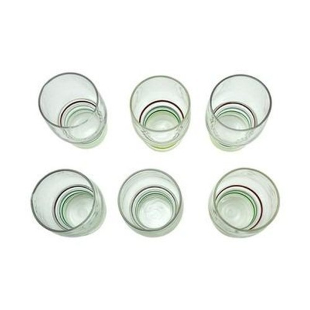 Libbey Juice Glasses (6) Vintage Stripe Colored Rings Maroon Gray Green Yellow - Picture 4 of 8